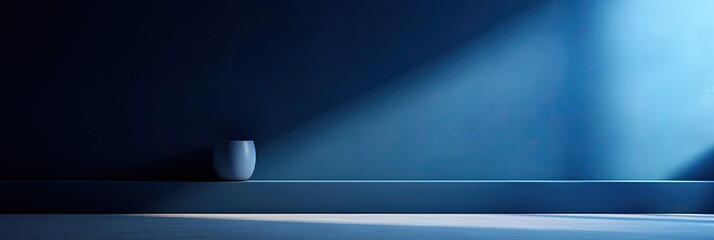 an image of soft light gently illuminating a dark blue wall.
