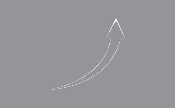 Illustrative icon business arrow up. The return on the investment chart increases. Vision of sustainable financial growth. Up arrow vector icon on gray background.