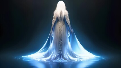 Wall Mural - The Priestesss air of knowledge was one of mysticism and superstition. Her long white hair dd over her shoulders the strands cascading down her back like the river of silver