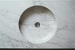 Overhead view of a sink made of white marble. Generative AI
