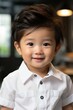 © Elle Arden  - An adorable Japanese American toddler with a white shirt. Generative AI.
