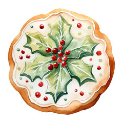 Wall Mural - Christmas cookie watercolor illustration, generative AI