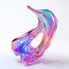 Aufkleber - Iridescent holographic flowing cloth, multicolored gradient substance. Abstract futuristic 3d illustration.