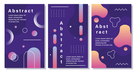 Wall Mural - Set of abstract banners concept. Metaverse and cyberspace, virtual reality. Creativity and art. Flyer and booklet, template. Cartoon flat vector collection isolated on white background