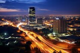 Fototapeta  - Nighttime view of Sandton City, Johannesburg, South Africa. Generative AI