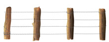 Wooden Fence With Steel Wire.Wood Log Fence Pole