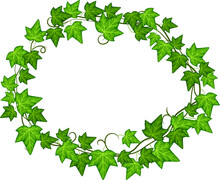 Ivy Leaves Circle. Round Green Decorative Frame