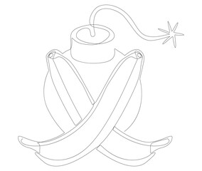 Poster - One continuous line of bomb with banana. Thin Line Illustration vector concept. Contour Drawing Creative ideas.