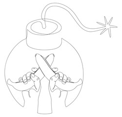 Poster - One continuous line of bomb with banana. Thin Line Illustration vector concept. Contour Drawing Creative ideas.
