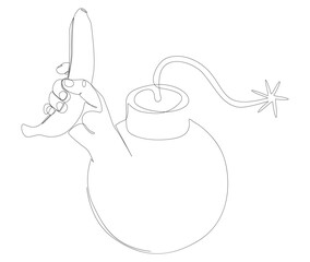 Poster - One continuous line of bomb with banana. Thin Line Illustration vector concept. Contour Drawing Creative ideas.