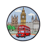 Fototapeta Big Ben - embroidered london patch sticker, stitched patchwork icon on transparent png background, generative ai
