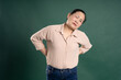 © 1112000 - Gangang middle-aged Asian female portrait posing on blue background
