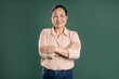 © 1112000 - Gangang middle-aged Asian female portrait posing on blue background