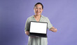 © 1112000 - Gangang middle-aged Asian female portrait posing on purple background