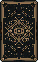 astrological tarot design with zodiac elements. mystic ritual card
