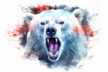 Polar Bear In Watercolor Style Made With Generative AI