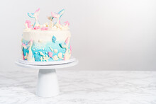 Mermaid Themed 3 Layer Vanilla Cake
