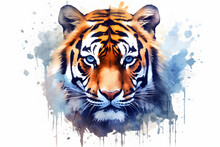 Tiger In Watercolor Style Made With Generative AI