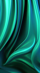 Poster - Liquid metal wave background. Blue, green colors.