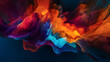 水や炎のように流れるオレンジ、青、紫の色彩 No.003  Orange, Blue, and Purple Colors Flowing like Water or Fire on a Background Generative AI