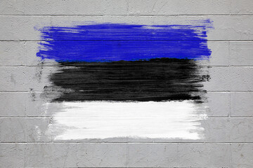 Estonia flag colors painted on brick wall