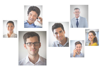 Poster - Digital png photo of photos smiling of business people on transparent background
