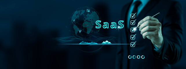 Wall Mural - SaaS software as a service. Internet  business  Technology and network concept.