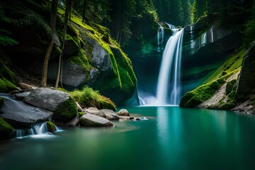 Poster - waterfall in the forest