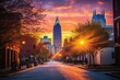 Sunrise over downtown Raleigh, North Carolina. Generative AI