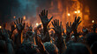 © PIC SNIPE - The hand of a raging zombie horde in an abandoned city. Halloween and scary concept.