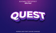 quest text effect . font editable, typography, 3d text. vector template