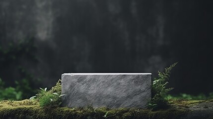 Poster - Stone podium on dark background