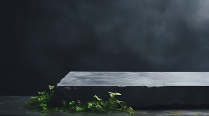 Poster - Stone podium on dark background