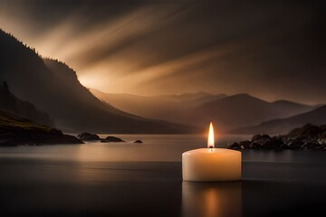 Wall Mural - candles in the mountains
