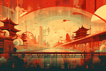 Abstract Beijing illustration art background