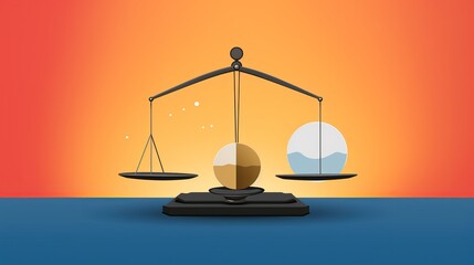 Minimalistic 2D Illustration of a Balance Scale: A minimalist balance scale in equilibrium, representing financial stability