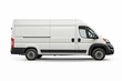 © Safi - Side view of a roomy cargo van on a clean white background. Generative AI