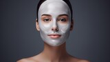 Fototapeta  - photo of a beautiful girl with mask skin care model