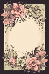 Fototapete - Colorful floral decoration illustration background template, creative arrangement of nature and flowers. Good for banner, wedding card invitation draft, greetings, and design element. Generative AI.