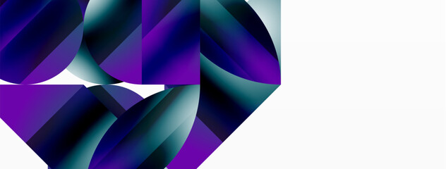 Leinwandbilder - Serene gradient template. Circles and triangles mingle in minimalist perfection. Gentle fusion of forms and hues creates balanced yet captivating backdrop, embodying modern sophistication