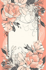 Wall Mural - Colorful floral decoration illustration background template, creative arrangement of nature and flowers. Good for banner, wedding card invitation draft, greetings, and design element. Generative AI.