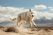 A swift white wolf dashing through the landscape. Generative AI