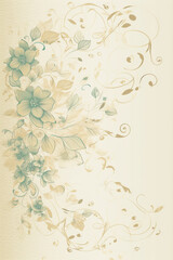 Fototapete - Colorful floral decoration illustration background template, creative arrangement of nature and flowers. Good for banner, wedding card invitation draft, greetings, and design element. Generative AI.