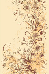 Fototapete - Colorful floral decoration illustration background template, creative arrangement of nature and flowers. Good for banner, wedding card invitation draft, greetings, and design element. Generative AI.