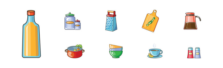 Sticker - Cooking Tool and Kitchenware for Culinary Use Vector Set