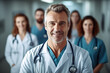 © photobuay - Caucasian Doctor Leading a Dedicated Team of Nurses and Assistants, Providing Expert Health and Professional Care. created with Generative AI