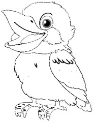 Wall Mural - a cartoon-style vector illustration of a native australian kookaburra bird, isolated on a white back