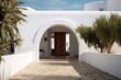 Andalusian minimalistic Mediterranean house. Generative AI