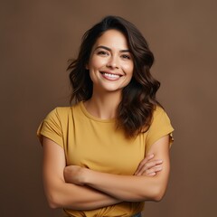 Wall Mural - portrait of a young happy woman smiling. Beautiful woman smiling, Generative AI