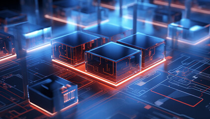 Poster - Hardware circuit modern network science processor electronic tech digital computing technology information